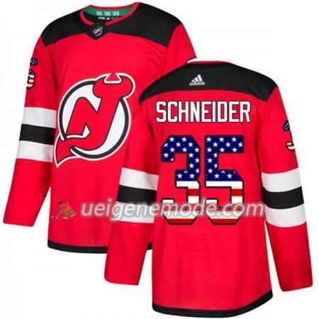 Herren Eishockey New Jersey Devils Trikot Cory Schneider 35 Adidas 2017-2018 Rot USA Flag Fashion Authentic